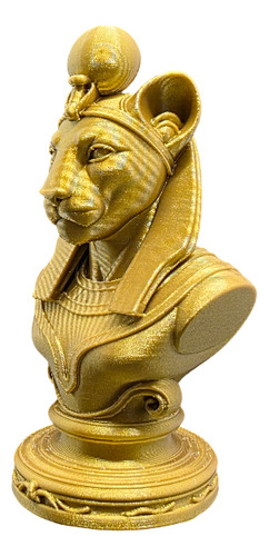 Figura Busto Diosa Egipcia Sekhmet 12cm Para Altar Dorado Oscuro