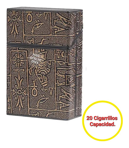 Cigarrera Resina Diseño Egipcio,cierre Automático,20cigarros