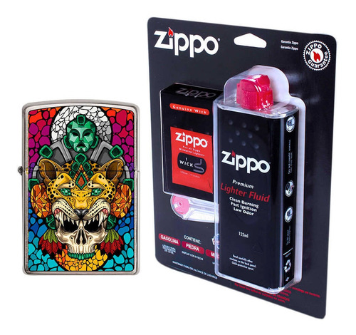 Combo Zippo Diseña Tu Mexico Guerrero Jaguar De Jade Mas Kit