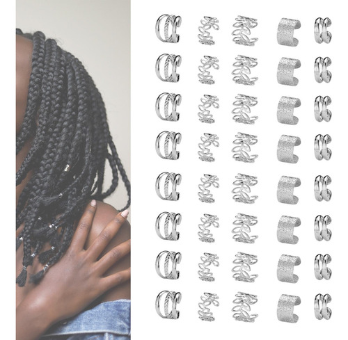 40x Dreadlocks Beads Trenazo De Cabello Accesorios Plateado