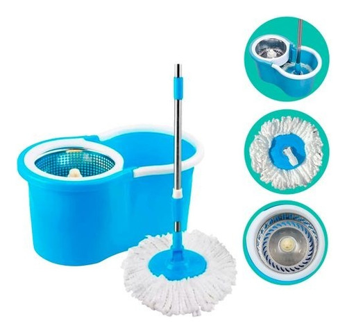 Lampazo Con Mopa Centrifuga Giratoria 360° Doble Balde Azul