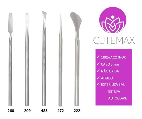 Imagem 2 de 5 de Kit Podologia Profissional 5 Instrumentos + Creme Pés 100g