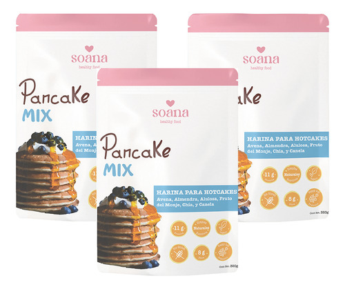 Harina Hotcakes Sin Gluten, Sin Azúcar 3pack Soana Saludable