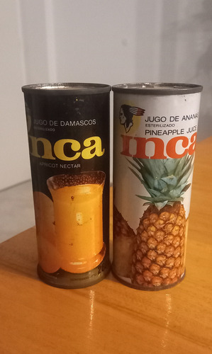 2 Latas Vacias Jugo Anana Y Damasco Inca Chapa 1991/92 (Usado)