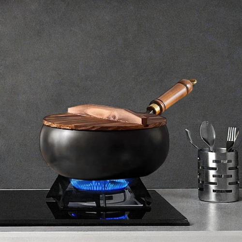 A 9.45 '' Wok De Fondo Plano De Hierro Wok Con Manija De