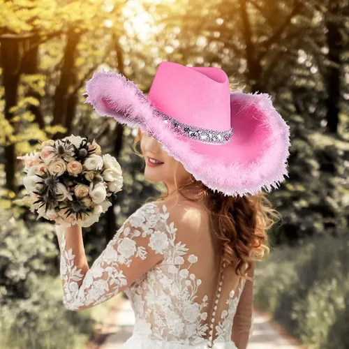 Sombrero De, Sombrero De Vaquero Rosa Ligero For Mujeres