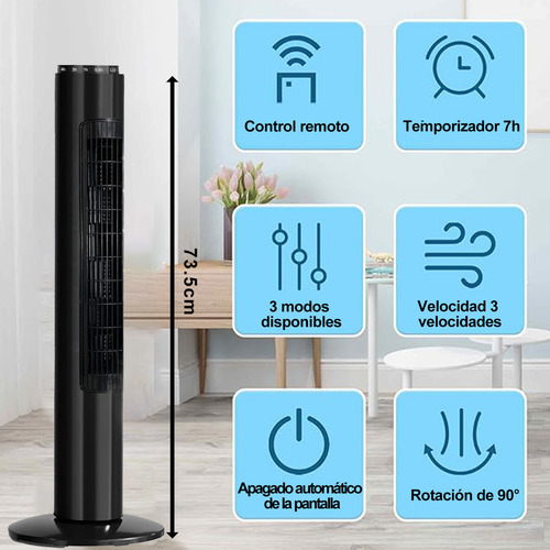Ventilador De Torre Silencioso 3 Velocidades Oscilacion