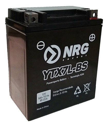 Imagen 2 de 4 de Bateria Nrg Ytx7l-bs + Aceite Petronas 20w50 Beitia Motos