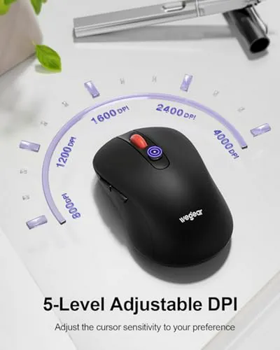 Ratón Inalámbrico Usb, 2 4g Con 6 Botones Y 4000 Dpi Ajustab