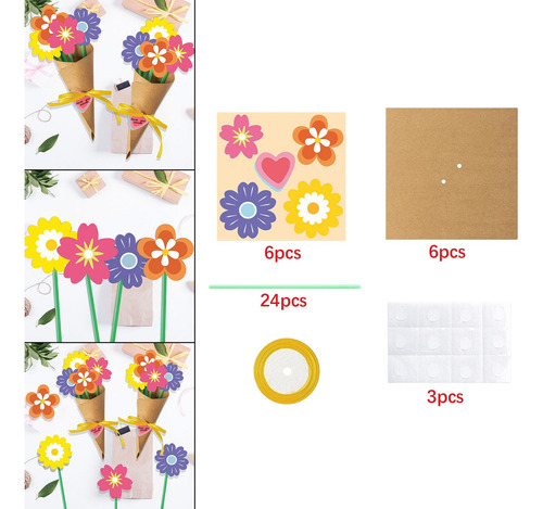 Kit De Artesanía De Flores, Haga Su Propio Ramo 6 Piezas