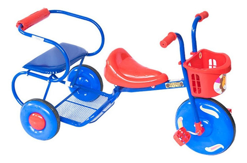 Triciclo Bambino Dos Puesto Niño Metalico Infantil Juguete Color Azul