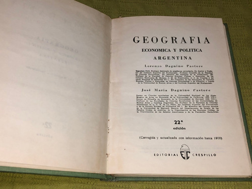 Geografía Económica Y Política Argentina - Dagnino Pastore (Usado)