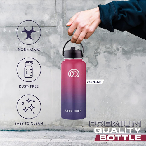 Termo Sigma Flask Termo, Vasó Térmico 32ozrf De Acero Inoxidable 32fl Oz Rojo Y Morado