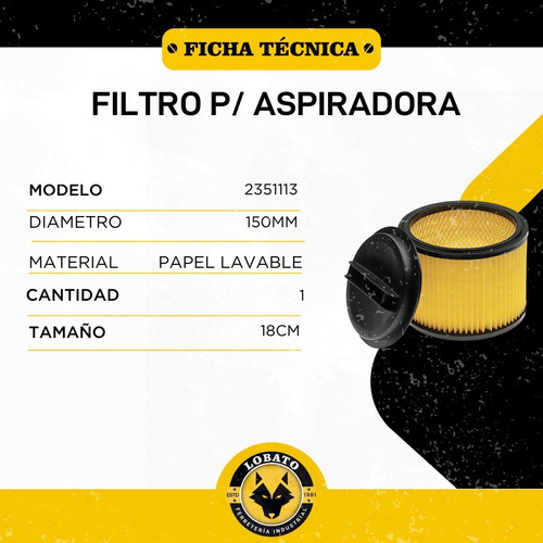 Filtro Para Aspiradora Einhell Repuesto Lavable Reutilizable