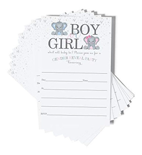 Tarjeta De Invitacion Con Diseño De Elefantes(25 Unidades)