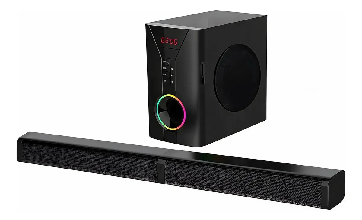 Barra De Sonido Con Subwoofer 2.1ch Bluetooth Home Theater Negro