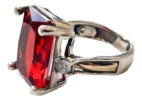 Anillo Plata 925 Y Oro Cubic Pave De Zirconia Y Rojo Anpl913