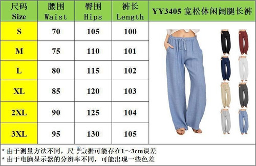 Pantalón Casual De Lino Y Algodón Sueltos Talla Grande2023