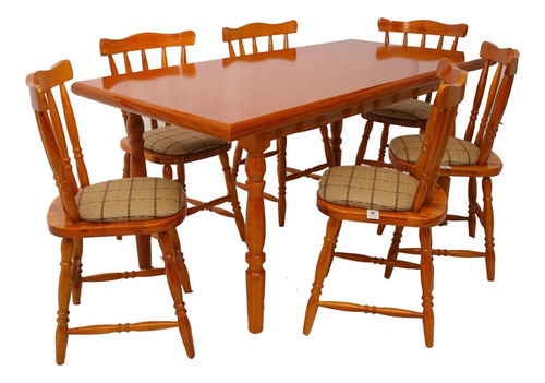 Conjunto Mesa De Jantar 160cm/6 Cadeiras Multimóveis Cr50086 Cor Mel