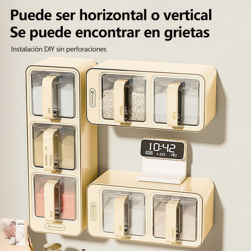 Caja De Especias De Cocina De Pared Con Doble Compartimento Amarillo Crema