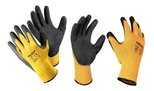 Pack 4 Pares Guantes Nitrilo Nylon Rugoso Seguridad Obra