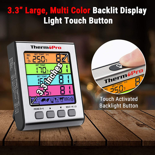 Imagen 5 de 7 de Termómetro Digital Con 4 Sondas Thermopro Tp17h Carnes Timer