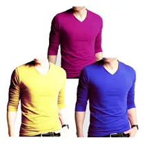 Comprar Franelas Manga Larga Cuello V  Slim Fit Algodón Peruano