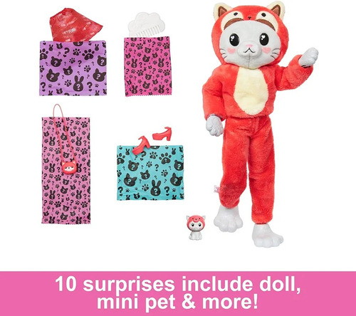 Barbie Cutie Reveal Panda Rojo, Gato Disfrazado De Panda