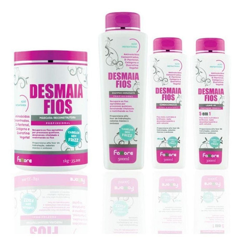 Kit Desmaia Fios Fattore Linha Reconstrutora Imediato 1kg
