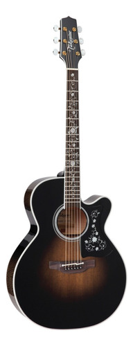 Violão acústico Takamine Thermal Top EF450C-TT para destros transparent black burst ébano