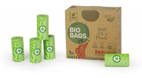 16 Rollos/240 Bolsas Biodegradable Feca Perro Ecológica 