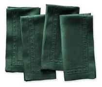 Comprar Juego De 4 Servilletas De Lino Bordadas 100% Verde Bosque