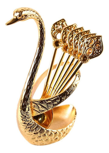 Juego Cucharas De Postre De Café Soporte Decorativo Plateado