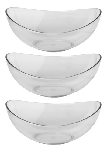 Set X3 Bowls - Ensaladeras Irregular Cristal De 24x23x13 Cm