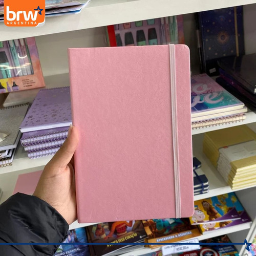 Cuaderno Libreta Anotador Brw 80 Hojas Lisas Tapa Dura A5 Rosa