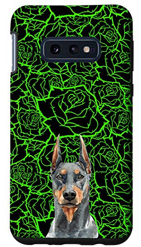 Funda Para Galaxy S10e Doberman Dog Rosa Flower Negro And-02