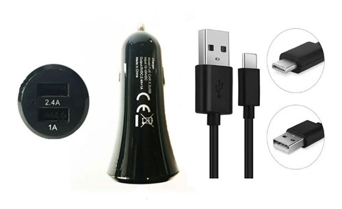 Cargador Auto Rápido Usb 220v A 5v 2.4 +  1a + Cable 519