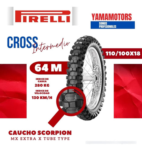 Caucho Moto Pirelli 110/100x18 Scorpion Mx X Rear Cross Inte