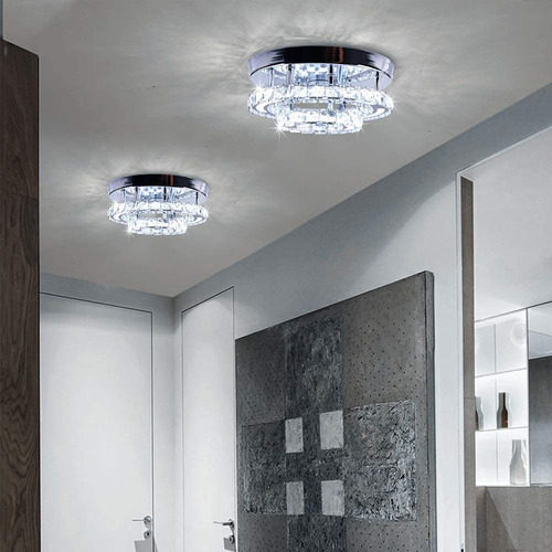 Cxgleaming Moderna Lampara Techo Cristal 2 Nivel Led Montaje