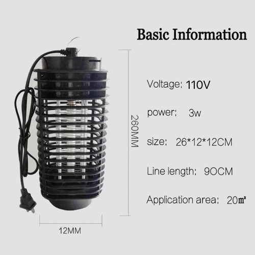 Lampara Mata Mosquitos Mosquitero Electrico Portatil Luz Led