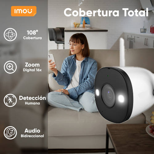 Imou Bullet F22fen-plus-128 Cámara Bala Ip De 2 Mp Wifi Con Microsd 128gb Y Letrero Disuasivo Full Color Audio Dos Vías Disuasión Activa 108 Grados 30m Ir H.265 F22fen Ip67