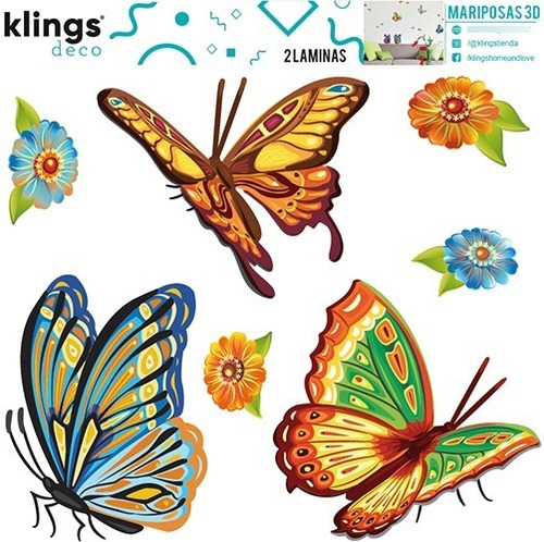 Imagen 3 de 6 de Vinilos Decorativos Mariposas Flores