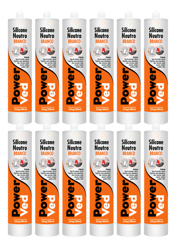 Silicone Neutro Power Ved 280ml Caixa Com 12 Unidades Branco