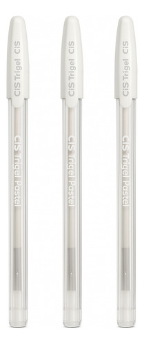 Kit 3 Canetas Gel Branca Cis Trigel Pastel 0.8 - Promoção