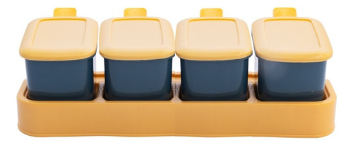 Caja De Especias Recipiente De Almacenamiento De Condimentos Azul Amarillo
