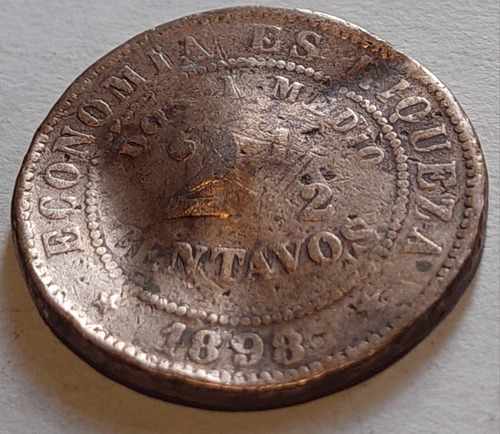 2 1/2 Centavos Chile 1898 Moneda Cobre Error Falla Cuño 