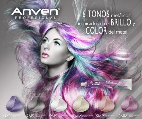 Tinte Anven Metalico 6ms Metallic Silver Lavender + Peroxido