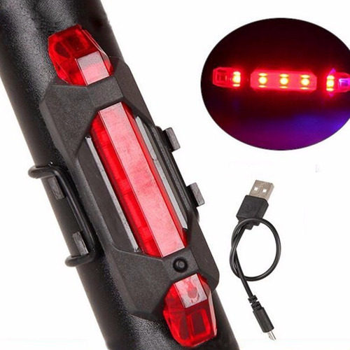 Imagen 1 de 8 de Luz Linterna Led Recargable Bicicleta Usb Delantera Trasera