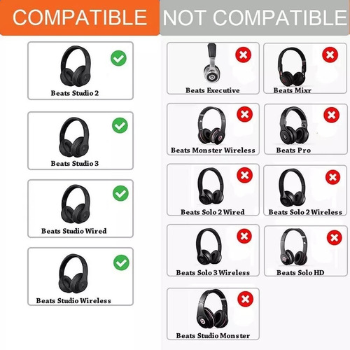 Almohadillas / Earpads Compatible Con Beats Studio 2 Y 3 Color Negro