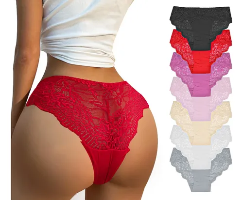 Pantaleta De Encaje Sin Costura Sexy Bragas Mujer 6 Pcs